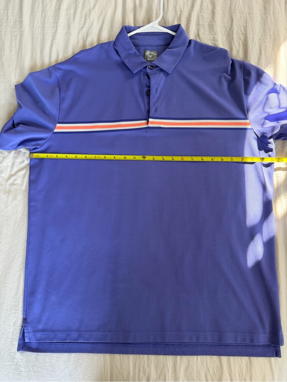 Callaway Purple Polo with Multi-Stripe Chest